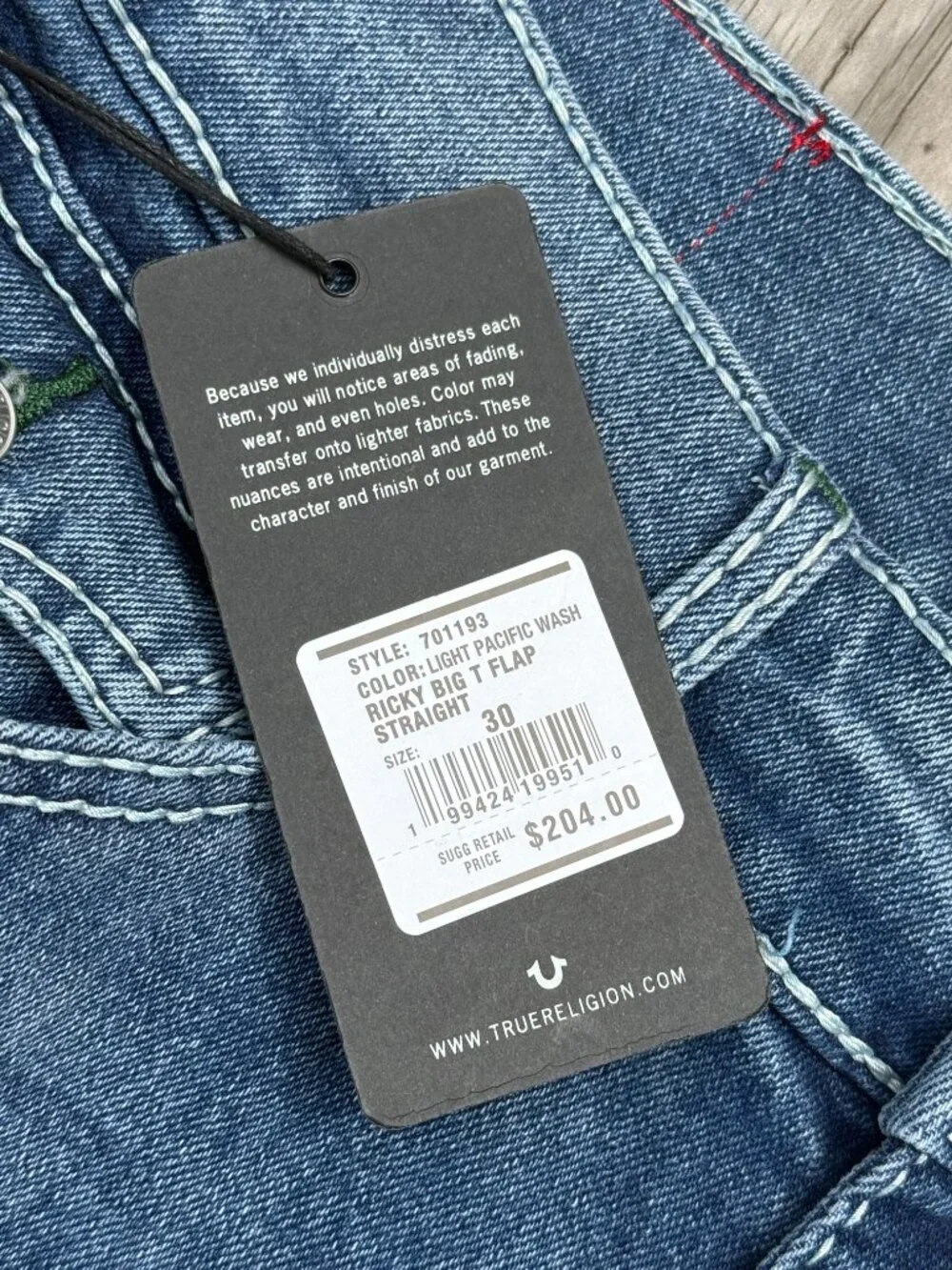True Religion Ricky Big T Flap Jeans 30x34 Y2K Relaxed Streetwear NWT 3869